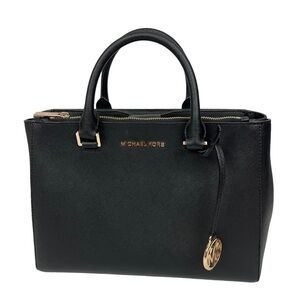 MICHAEL KORS Women’s Leather Satchel/Handbag Purse Black Double Straps